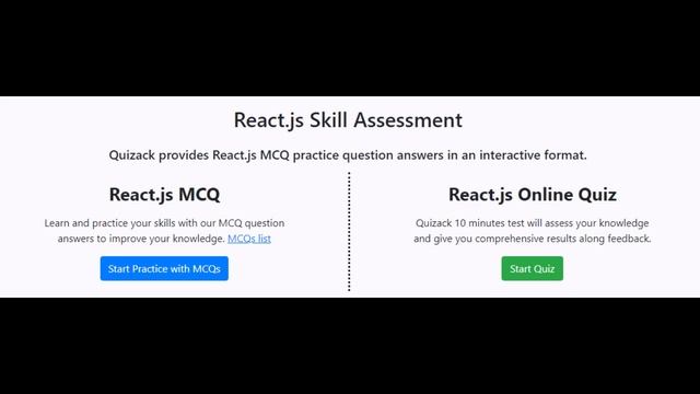 React.js Skills Assessment Online Test | Quizack Online Exam System | Skill Assessment смотреть онлайн