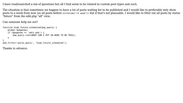 Wordpress: How to filter posts in admin by before date or by post status 'future'? смотреть онлайн