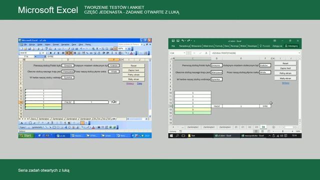 Microsoft Excel 2003 i 2016 – Zadanie otwarte z luką. Tworzenie testów i ankiet (cz.11) смотреть онлайн