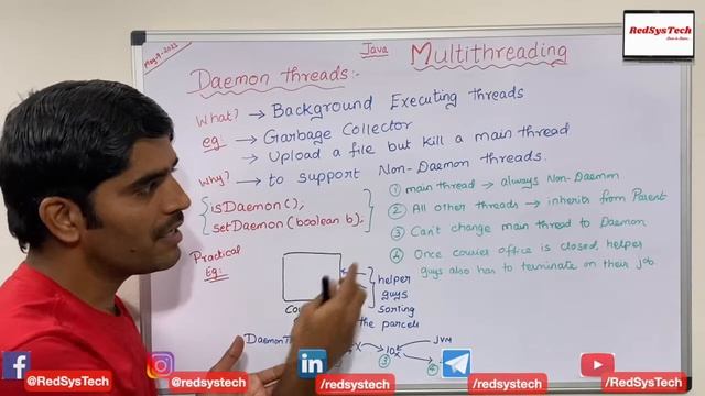 # 141 Daemon Thread in Java | What is a daemon thread in Java? | Daemon Thread | Java | RedSysTech смотреть онлайн