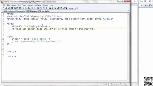 Website Design with PHP & MYSQL - 011 - PHP Basics - Displaying HTML To Your Browser Window смотреть онлайн