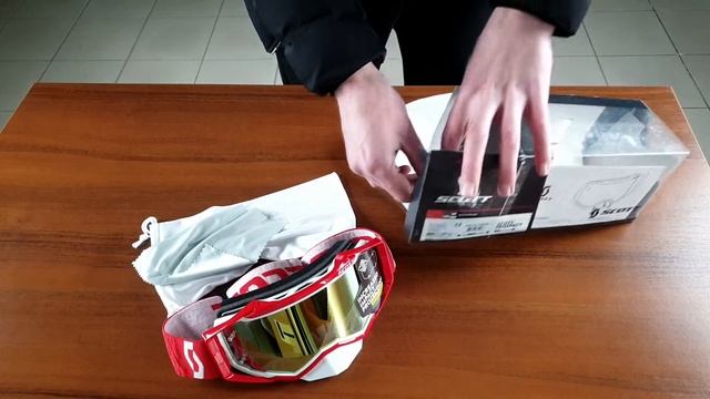 Очки кроссовые с носиком SCOTT красные с белым смотреть онлайн