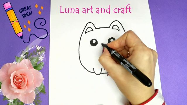 Милые рисунки для срисовки Как нарисовать кошку Кавайные cách vẽ con mèo đơn giản смотреть онлайн