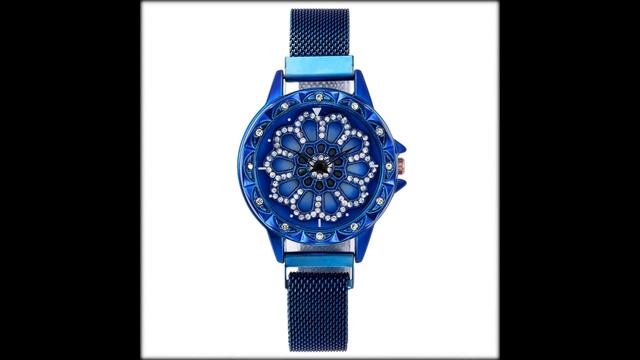 Женские часы, Aliexpress модные, кварцевые, с магнитной сеткой, вращающимся на 360 градусов смотреть онлайн