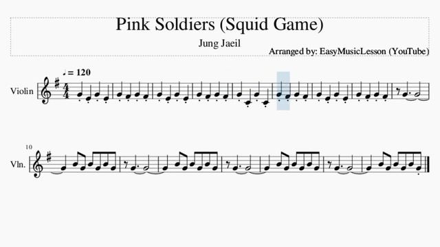 Violin Sheet Music: How to play Pink Soldiers (Squid Game) by Jung Jaeil смотреть онлайн