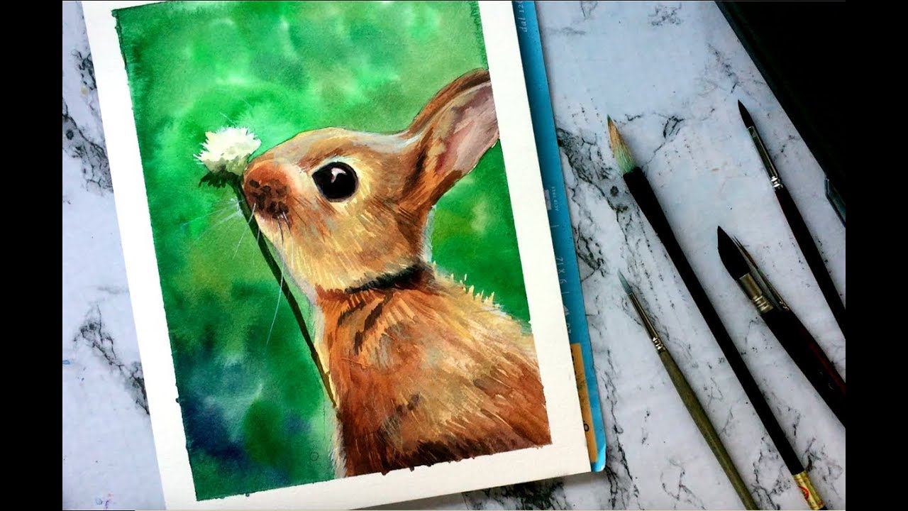 Зайчик акварелью Speedpaint смотреть онлайн