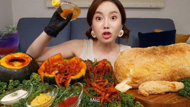 RUS SUB) огромный сыр еда Рецепт ? осьминог спрут сырный наггетс приготовление пищи Ssoyoung