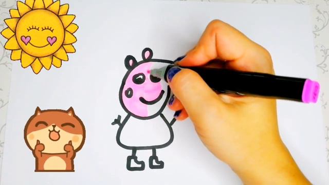Свинка Пеппа. Раскраска для детей.Peppa Pig Coloring for children. смотреть онлайн