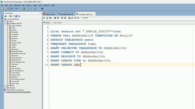 2 Create User Oracle with Admin on IDE смотреть онлайн