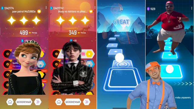 Frozen Anna VS Skibidi Bop yes yes yes VS Wednesday dance VS Blippi - Tiles Hop смотреть онлайн