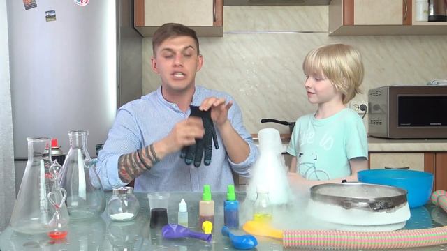 Химия для детей, сухой лед, жидкий азот, делаем газировку. смотреть онлайн