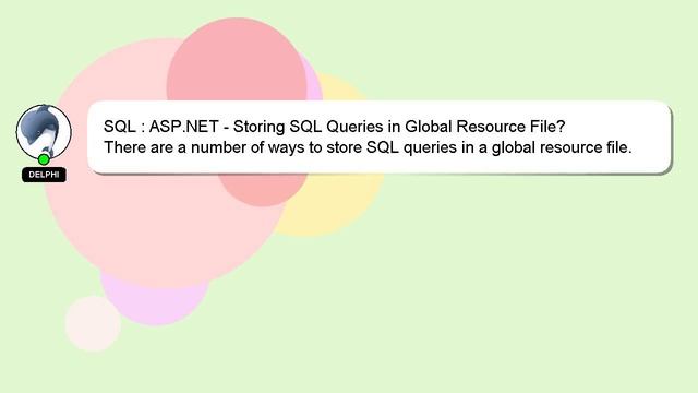 SQL : ASP.NET - Storing SQL Queries in Global Resource File? смотреть онлайн
