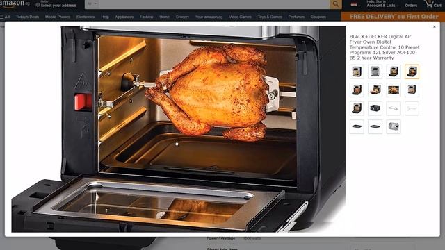 Air Fryer Oven 12l Black  Decker AeroFry AOF100 B5
