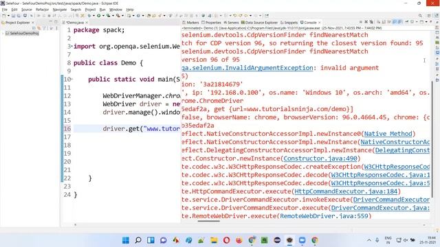 InvalidArgumentException - Selenium Exception Type смотреть онлайн