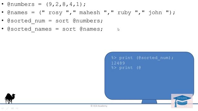 perl lec4 : lists in perl : Part - 2 | sort | join | split lists explained смотреть онлайн