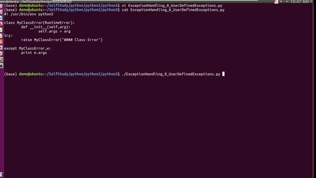 python2 Exeption Handling try except raise user defined exceptions смотреть онлайн
