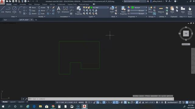 AutoCAD 2020; Modeling Exterior Walls of Floor Plan смотреть онлайн
