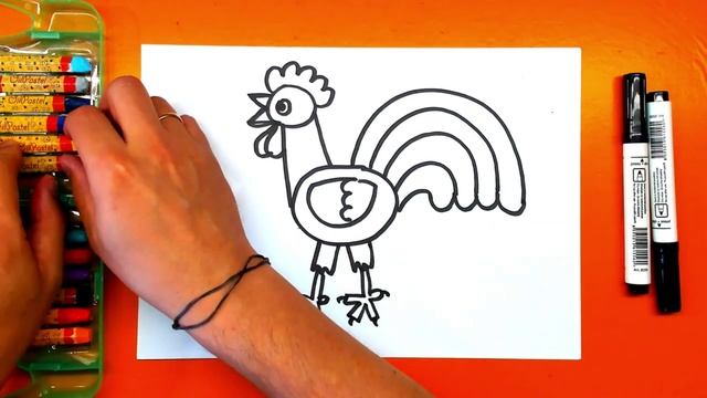 Учимся рисовать ПЕТУШКА для детей / Урок рисования смотреть онлайн