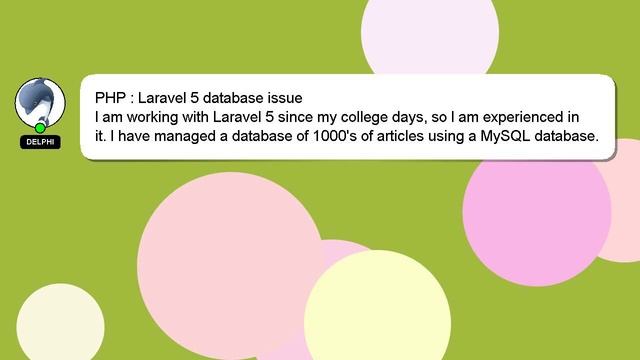 PHP : Laravel 5 database issue смотреть онлайн