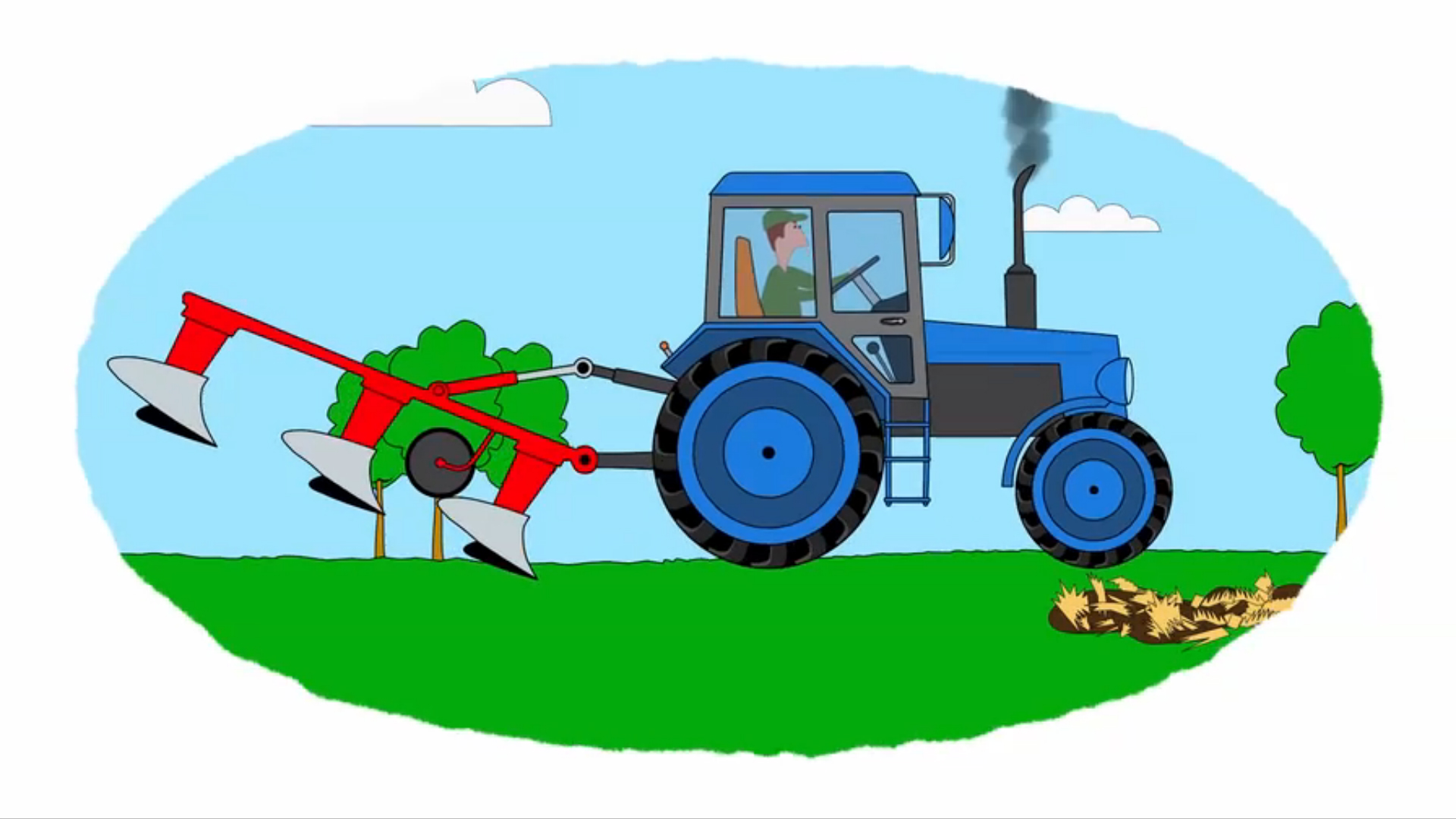 Мультик-Раскраска. Мультфильм про прицепы. Учим цвета. Тракторные прицепы - Часть 1