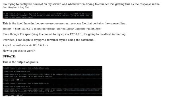 DevOps & SysAdmins: Dovecot cannot connect to MySQL смотреть онлайн