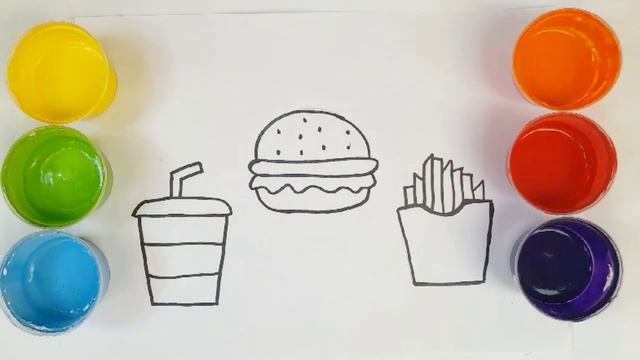 How to draw a Fast Food Drawing step by step, Coloring For Kids смотреть онлайн