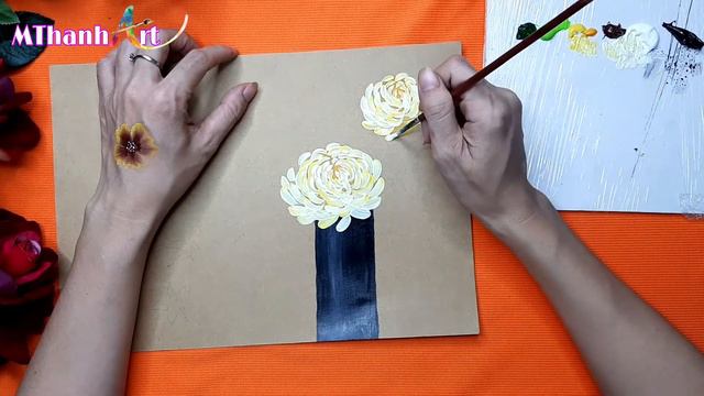 Cách Vẽ Hoa Cúc Đại Đóa | Lọ Hoa Cúc Đơn giản | How To paint Chrysanthemum Flower | MTHANH ART смотреть онлайн