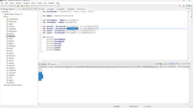 kotlin example - first, last,count смотреть онлайн
