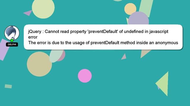 jQuery : Cannot read property 'preventDefault' of undefined in javascript error смотреть онлайн