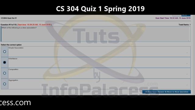 Solution of CS304 Quiz 1 Spring 2019 Trick to Get 100% Marks by Infopalacess смотреть онлайн