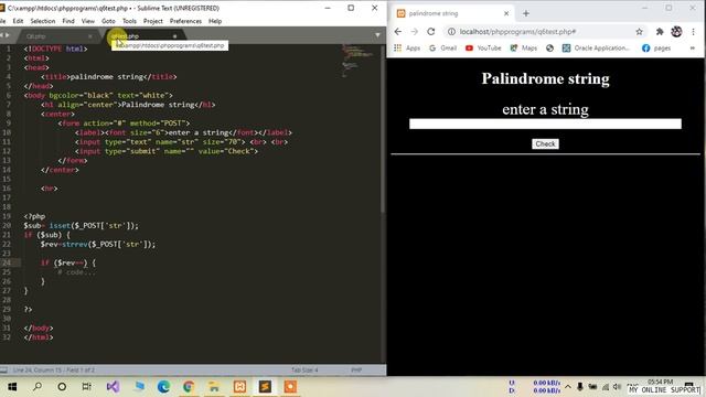 PHP program to find whether a string is palindrome or not смотреть онлайн