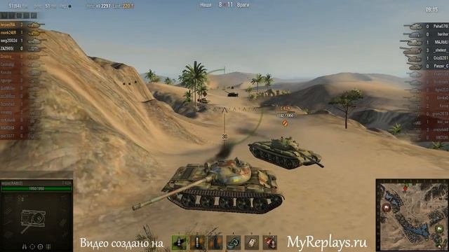 WOT: Песчаная река - Т-62А - 6 фрагов - Воин, смотреть онлайн