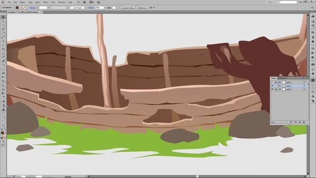 Old boat. Adobe Illustrator vector art. Sketch with Krita. смотреть онлайн