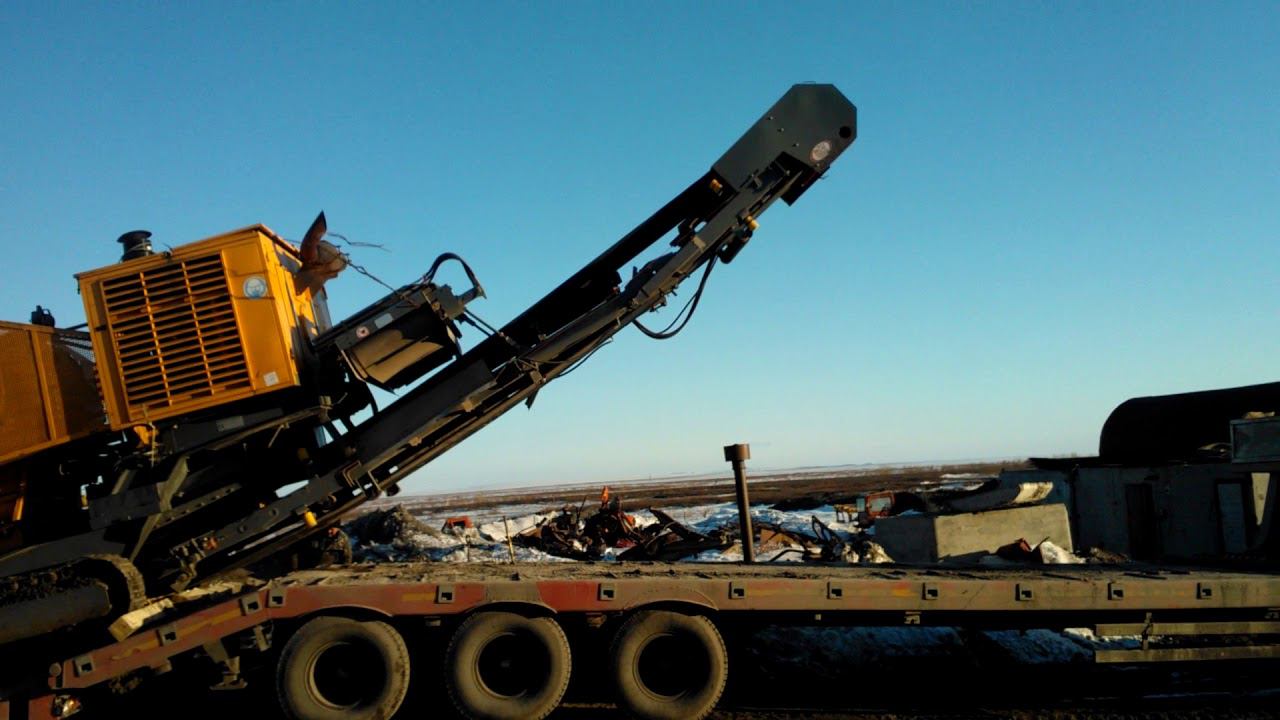 Съезд дробилки Hartl Powercrusher Pc 1055 J с трала. Камаз 65221