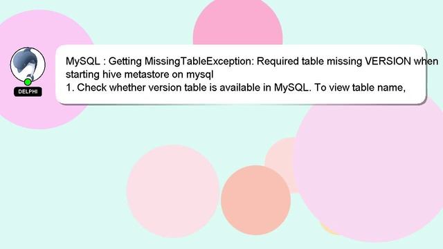 MySQL : Getting MissingTableException: Required table missing VERSION when starting hive metastore смотреть онлайн