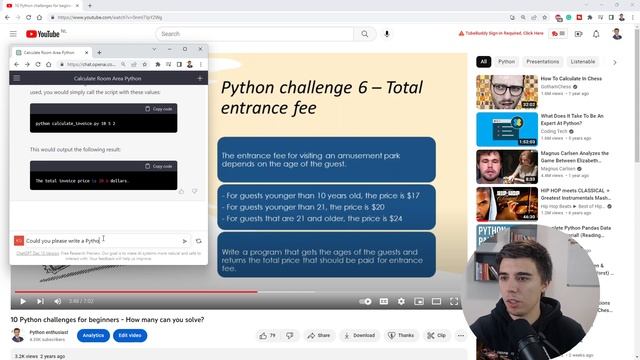 Can ChatGPT solve 10 Python challenges for beginners? смотреть онлайн