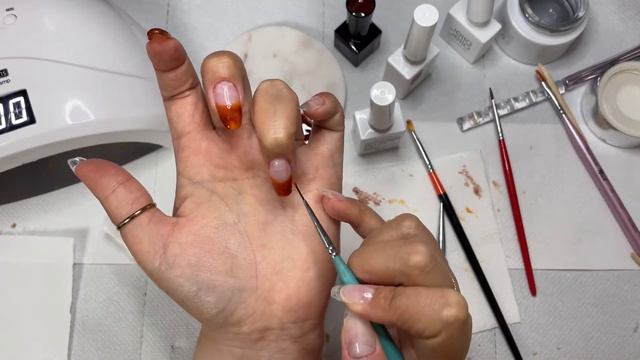 [SUB/셀프네일] 가을이랑 호박네일은 깐부잖아…🎃🍂 / 호박네일 하는 법 / 가을네일 / 마블네일 / Amber Nails / Tortoise Shell Nails