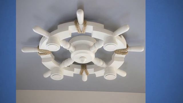 Белый Led светильник штурвал для детской / Steering wheel wooden led ceiling fixture смотреть онлайн