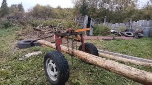 Бревновоз своими руками, лесовоз, тележка для перевозки бревен и бочек.