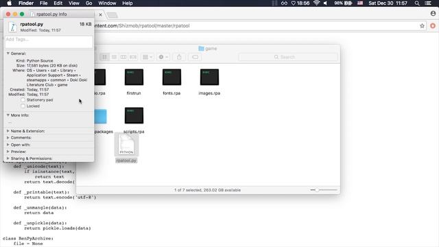 How to open RPA files to get Ren'Py images, music, voices on macOS (extracting unrpa tutorial) смотреть онлайн