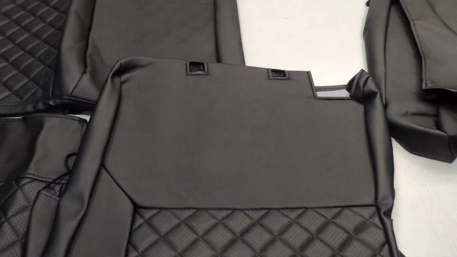 Чехлы на сиденья Skoda Octavia A5, 2004-2013, спинка делится, Экокожа, черная, отстрочка РОМБ смотреть онлайн