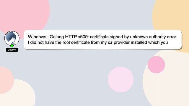 Windows : Golang HTTP x509: certificate signed by unknown authority error смотреть онлайн
