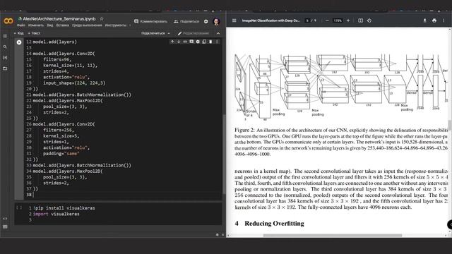 Воссоздание AlexNet из статьи. Python ML смотреть онлайн