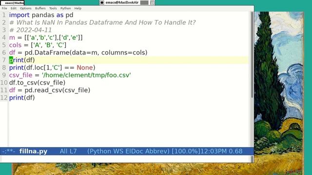 Python in Emacs 0012 - How to handle NaN in Pandas dataframe? смотреть онлайн