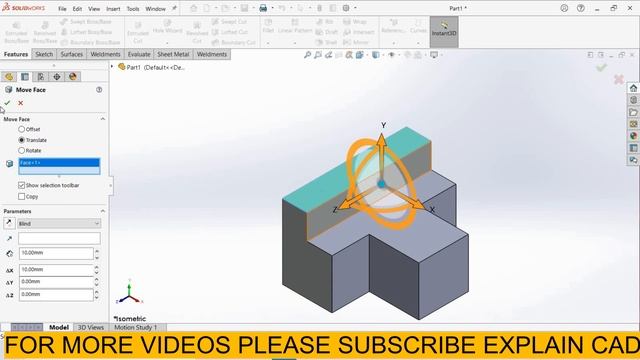 EDIT FACE OF SOLIDPART WITHOUT CREATING SKETCH IN SOLIDWORKS | EXPLAIN CAD SOLIDWORKS TUTORIALS 202 смотреть онлайн