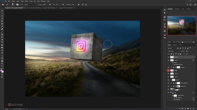 3D Cube Instagram FB Photo Manipulation Effect Photoshop Tutorial