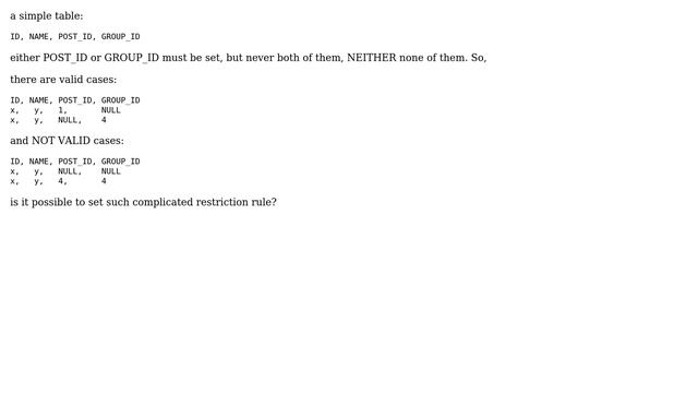 DevOps & SysAdmins: MySQL, possible to prevent two fields to be NULL or NOT NULL? смотреть онлайн