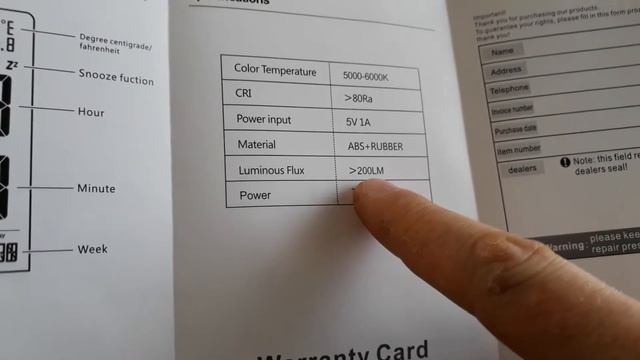 ЛАМПА НАСТОЛЬНАЯ Сенсорная с часами термометром и будильником