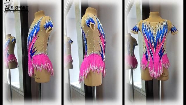 Купальник для художественной гимнастики "Клубничный звездопад". Новый. Продажа. смотреть онлайн