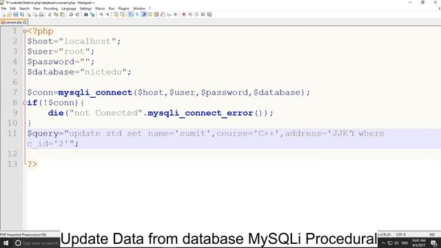 php tutorial in hindi part 51 Update Data from database MySQLi Procedural смотреть онлайн